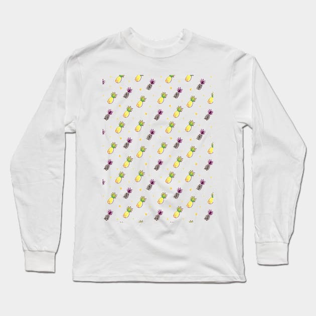 Pineapple Pattern Long Sleeve T-Shirt by VEKTORKITA